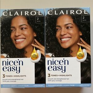 2x Clairol Nice'n Easy Permanent Hair Color, Black